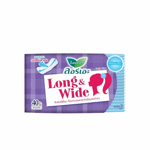 ลอรีเอะ ลองแอนด์ไวด์ กลิ่นพิ้งค์ ซากุระ 40 ชิ้น Laurier PantyLiner แผ่นอนามัย,ซึมซับตกขาว,สะอาดทุกวัน,กางเกงใน